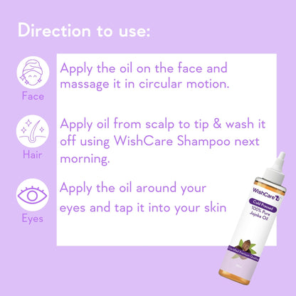 WishCare 100% Pure Cold Pressed Jojoba Oil For Hair & Skin-Strengthens Hair-Moisturizes Skin