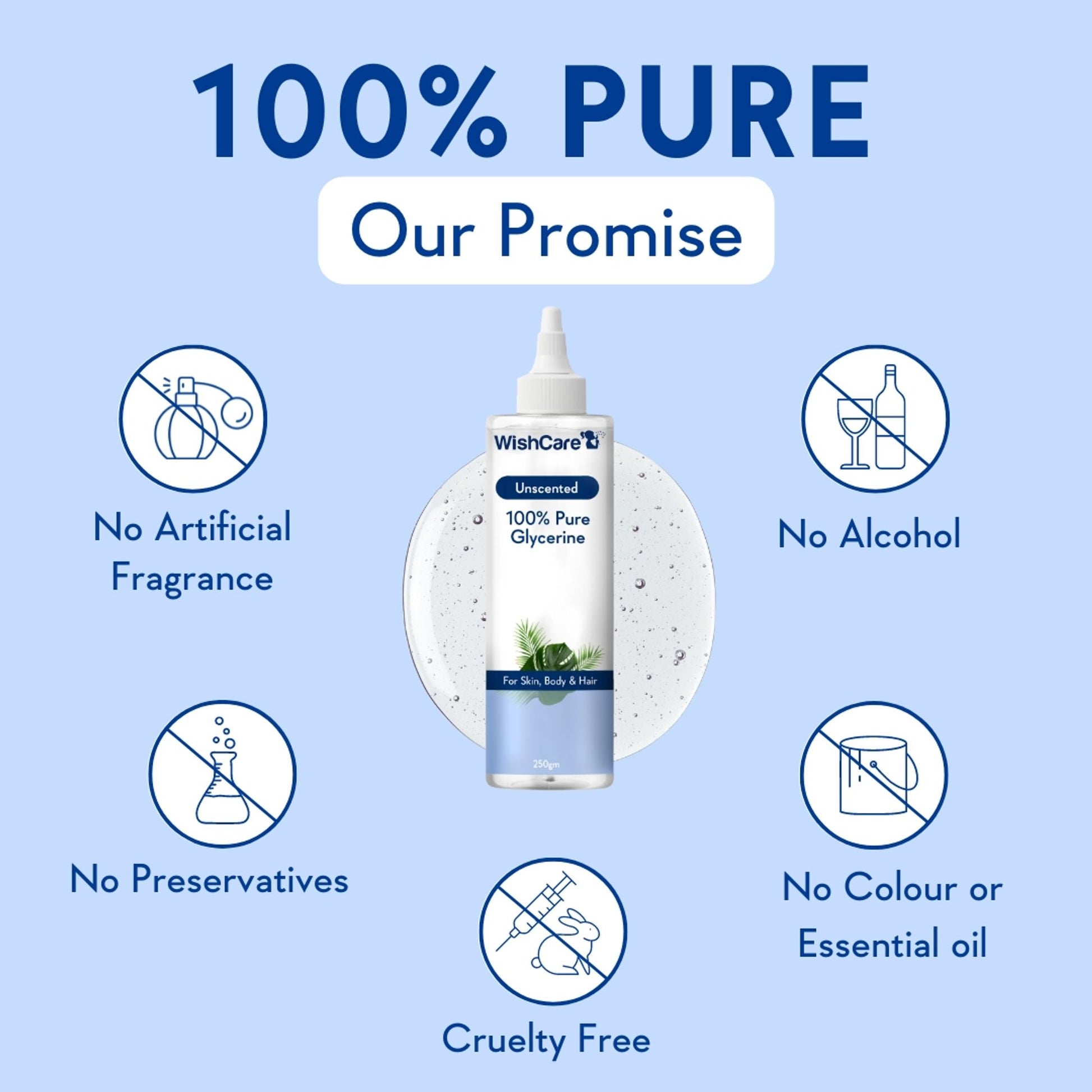 WishCare Pure & Unscented Glycerine for Healthy Skin & Hair|Hydrates, Softens & Nourishes Skin &Hair