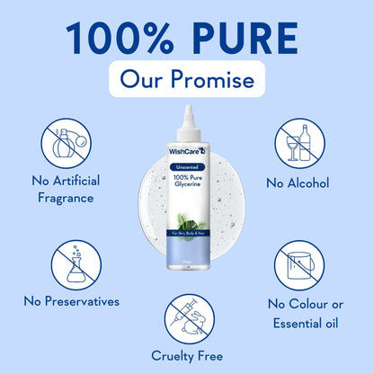 WishCare Pure & Unscented Glycerine for Healthy Skin & Hair|Hydrates, Softens & Nourishes Skin &Hair