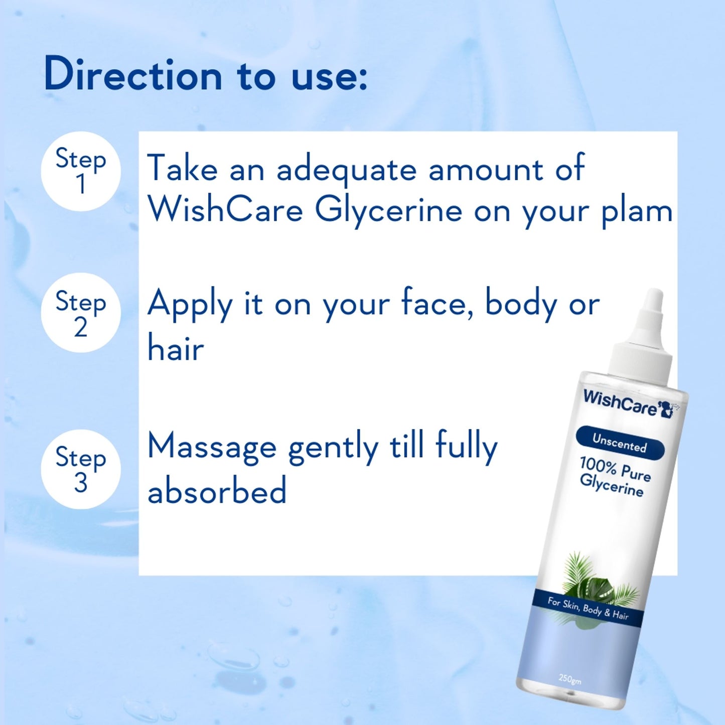 WishCare Pure & Unscented Glycerine for Healthy Skin & Hair|Hydrates, Softens & Nourishes Skin &Hair