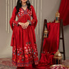 Dhiyona VA Women'sFloral Printed V-Neck Empire A-Line Kurta & Trousers With Dupatta