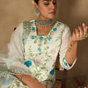Indyancart IE Women Floral Embroidered Regular Thread Work Kurta with Trousers & With Dupatta