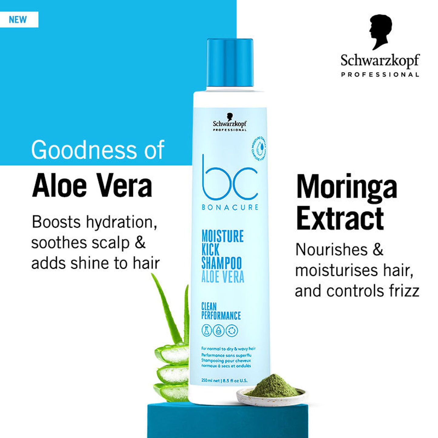 Schwarzkopf Professional Bonacure Moisture Kick Shampoo With Aloe Vera - For Dry Hair