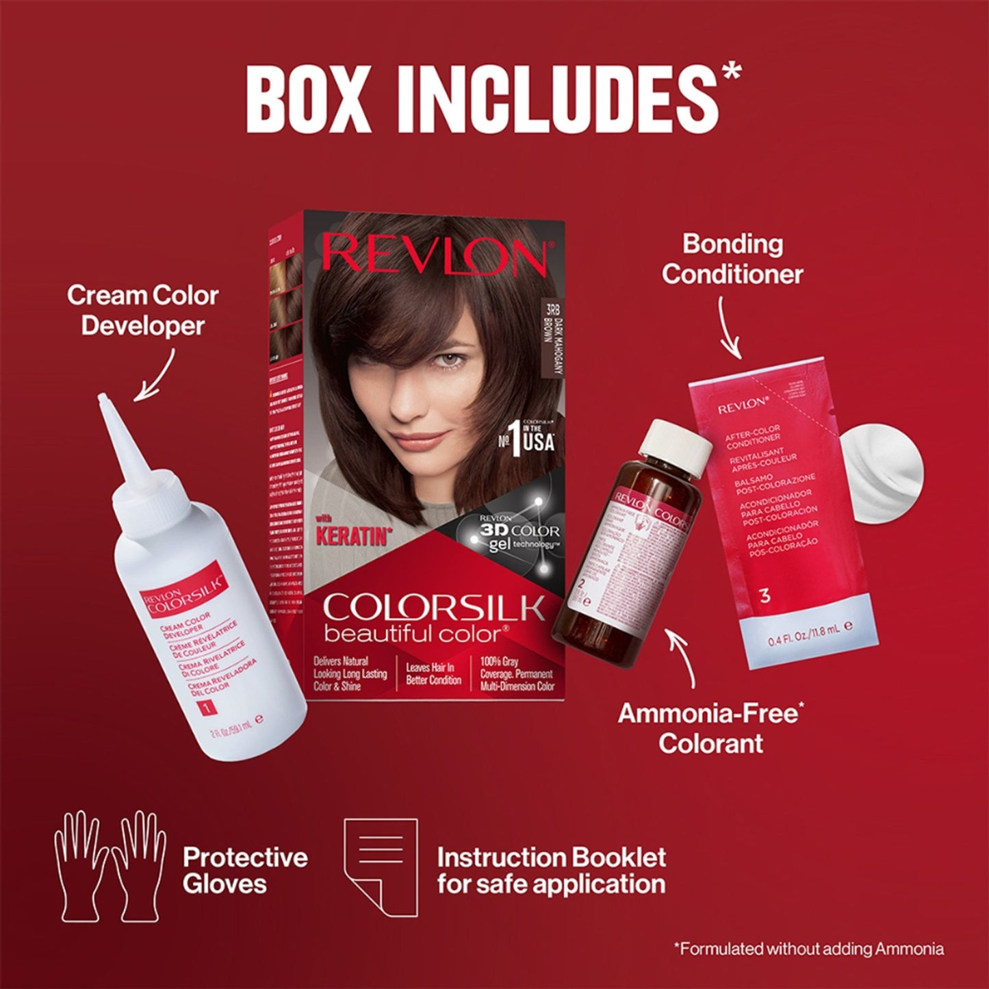 Revlon Colorsilk Hair Color With Keratin - Dark Mahogany Brown 3RB