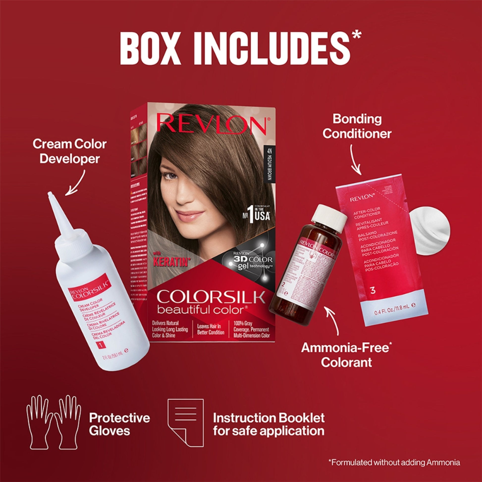 Revlon Colorsilk Hair Color With Keratin - Medium Brown 4N