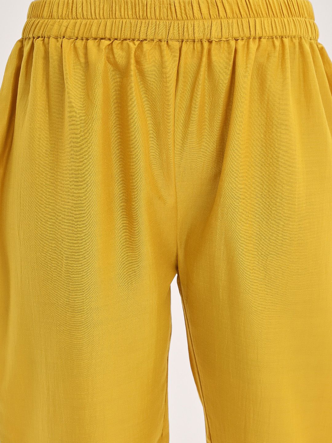 Indyancart VA Women'sYellow Yoke Design Ethnic Motifs Straight Kurta & Trousers With Dupatta
