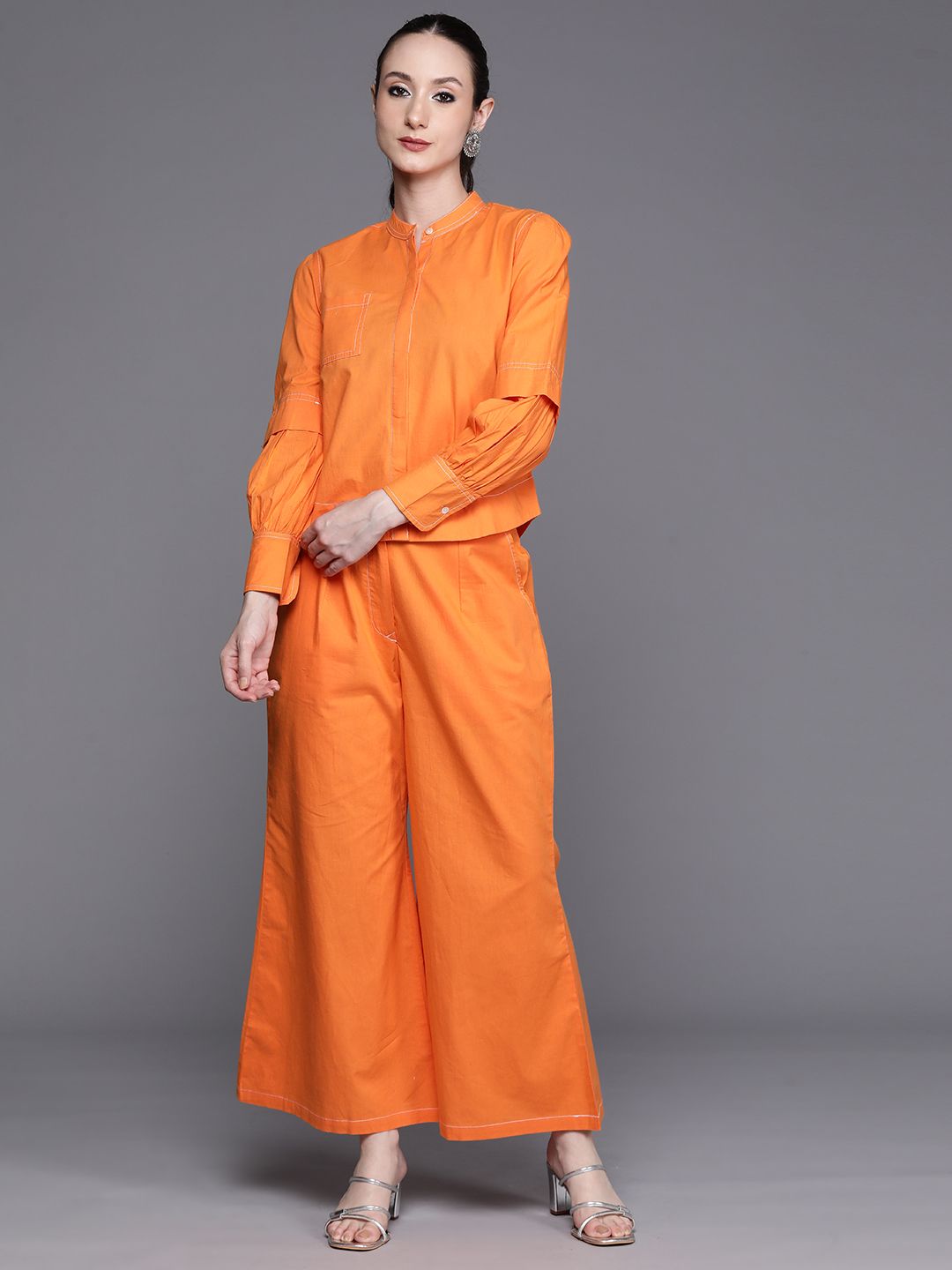 Indyancart IE Regular Kantha Work Pure Cotton Shirt With Trousers