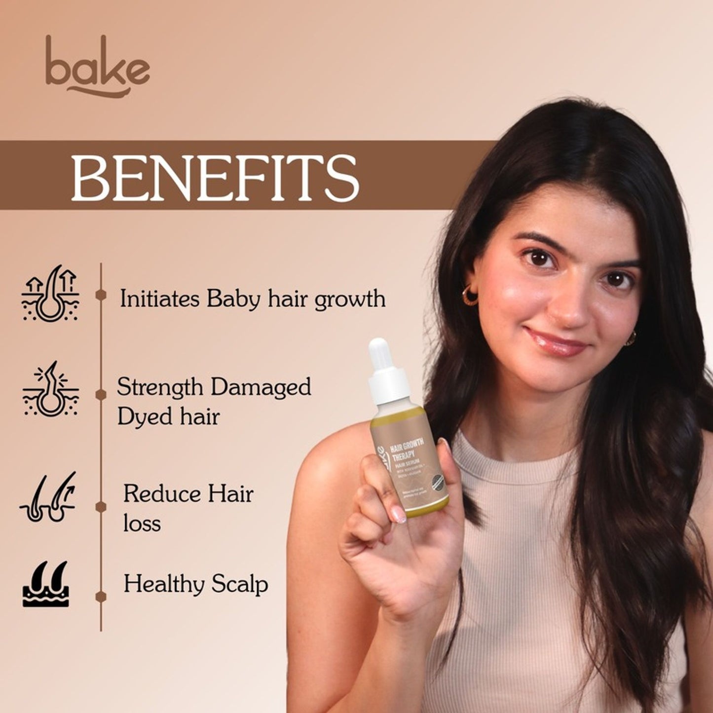 BAKE Rosemary Oil Hair Growth Serum for Hairfall Control with Anagain & Biotin For Drym Frizzy Hair