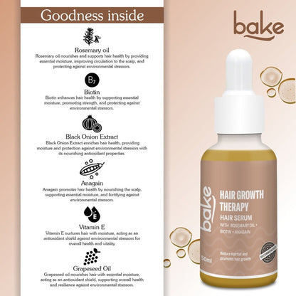 BAKE Rosemary Oil Hair Growth Serum for Hairfall Control with Anagain & Biotin For Drym Frizzy Hair