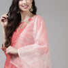 Dhiyona IE Women Pink Ethnic Motifs Embroidered Sequinned Kurta with Palazzos & With Dupatta