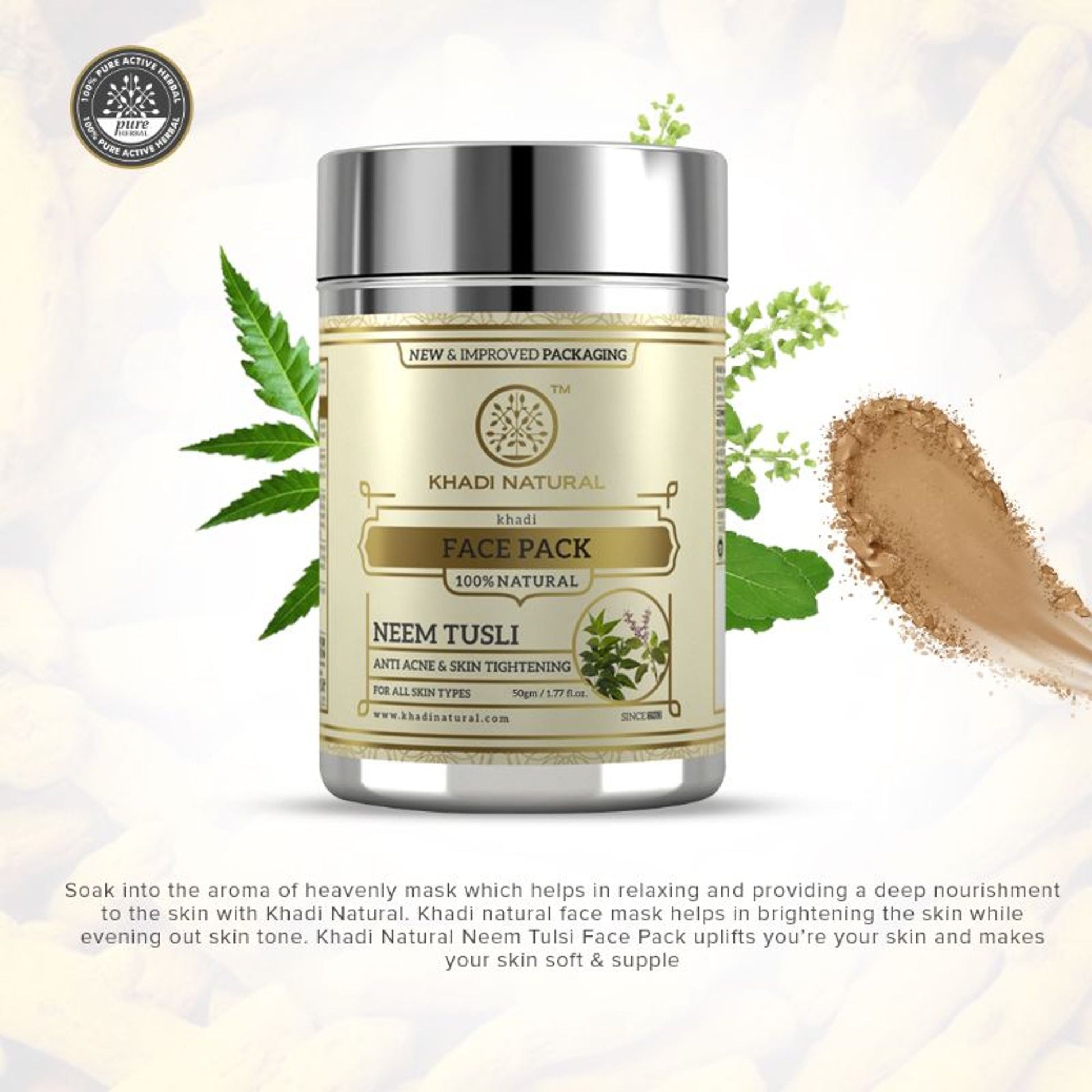 Khadi Natural Neem-Tulsi Face Pack Reduces Wrinkles & Finelines
