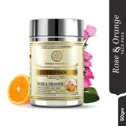 Khadi Natural Rose & Orange Face Pack Treats Acne & Oily Skin