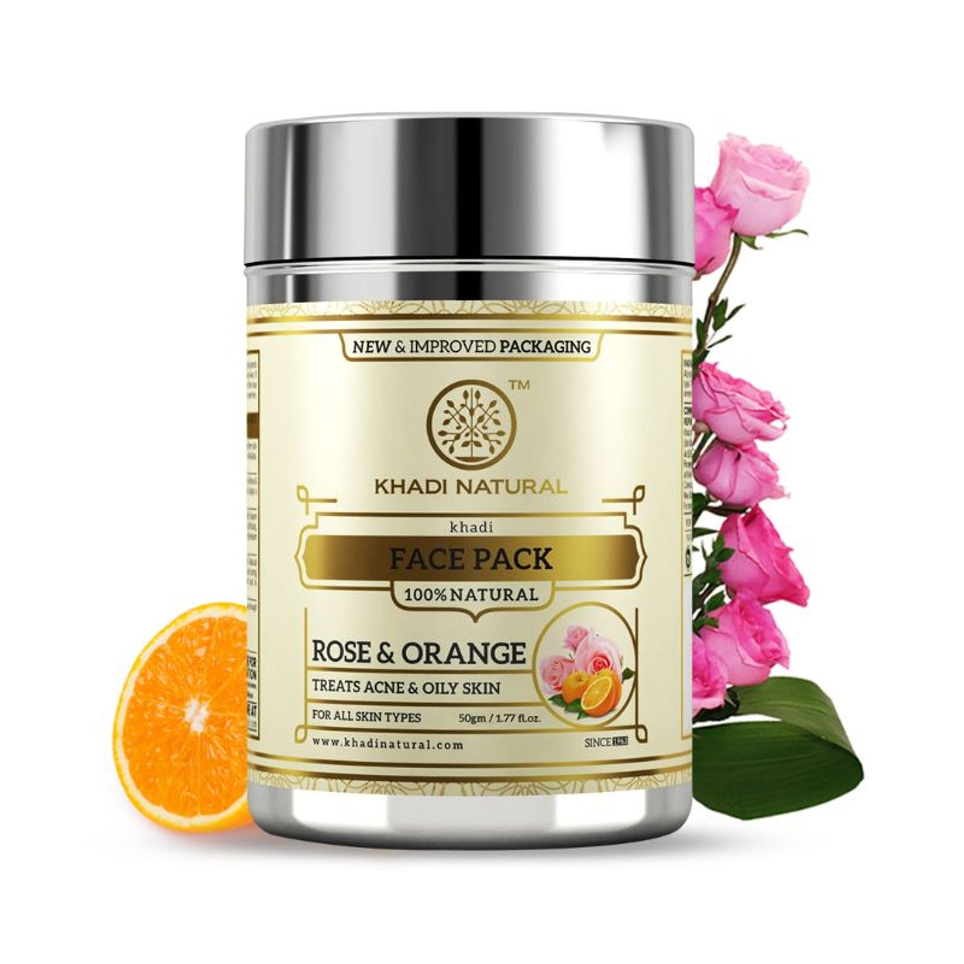 Khadi Natural Rose & Orange Face Pack Treats Acne & Oily Skin