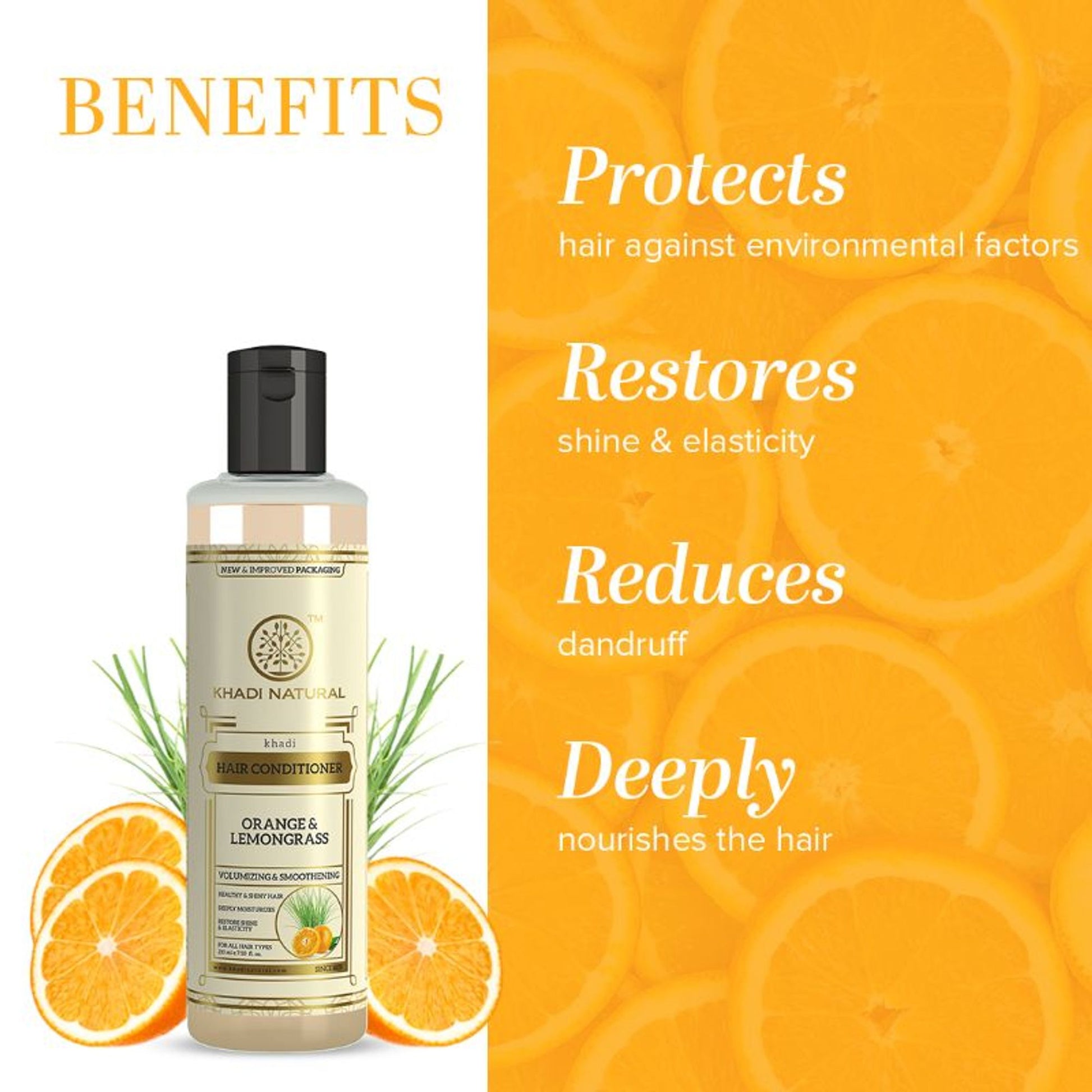 Khadi Natural Orange & Lemongrass Hair Conditioner Restores Shine & Elasticity