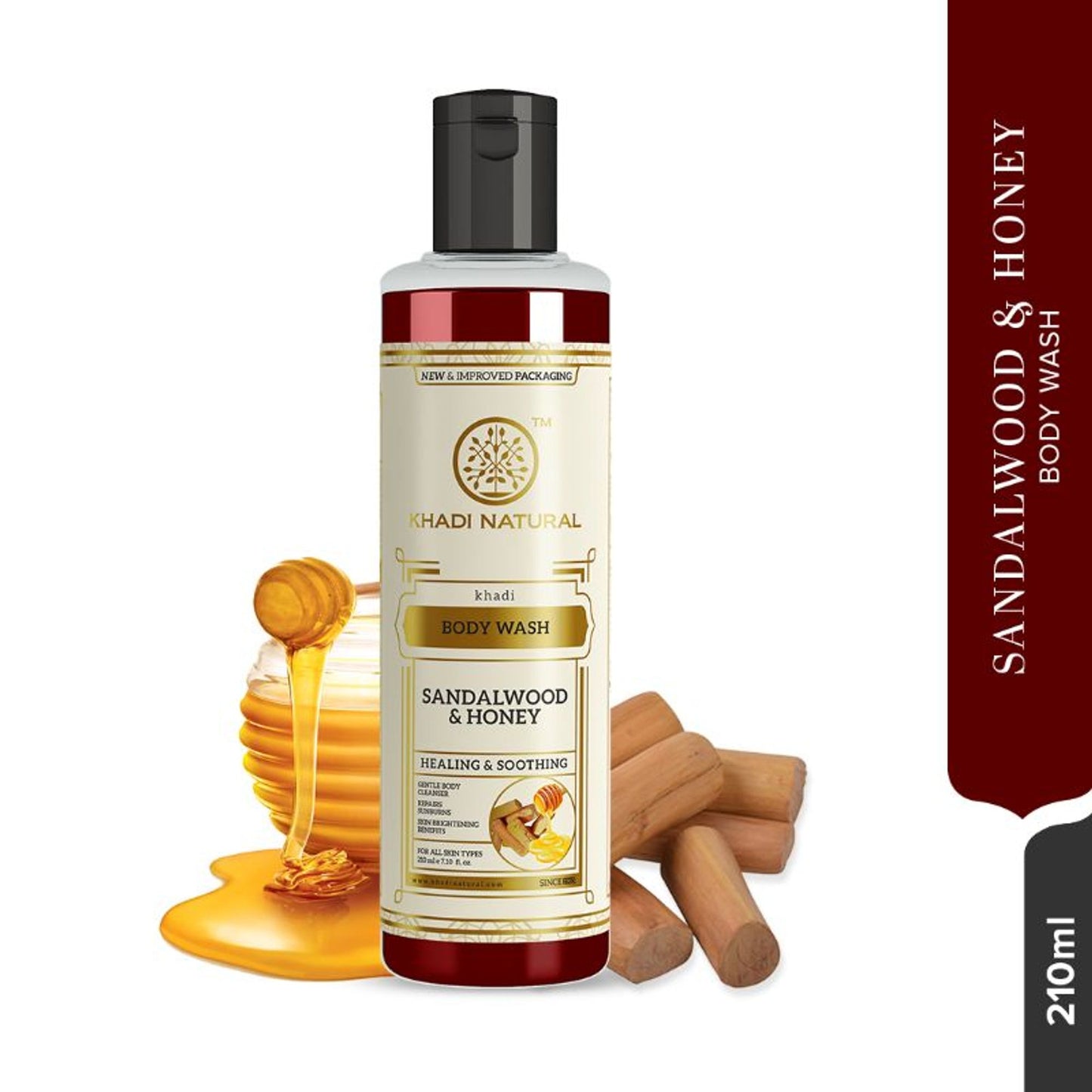 Khadi Natural Sandalwood & Honey Body Wash Removes Dirt, Oil & Grime