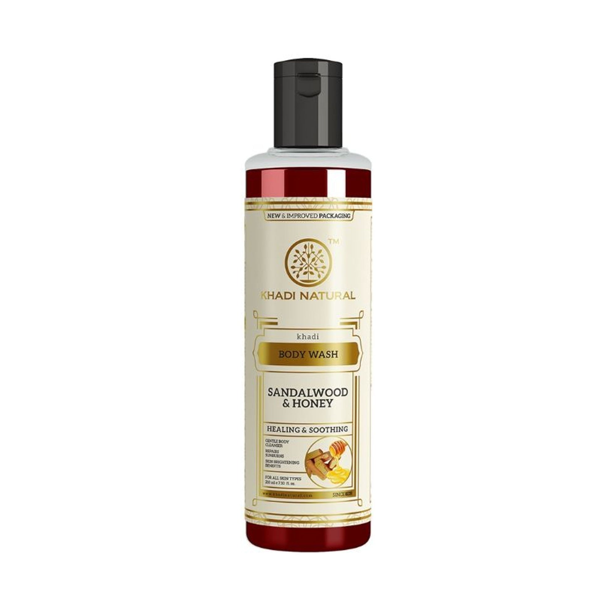 Khadi Natural Sandalwood & Honey Body Wash Removes Dirt, Oil & Grime