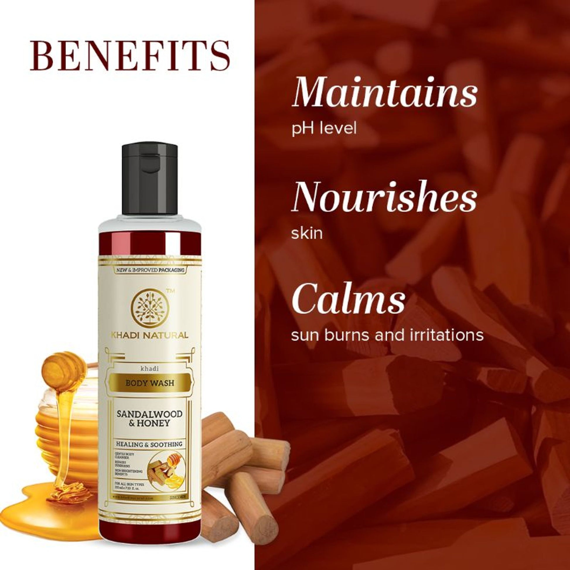 Khadi Natural Sandalwood & Honey Body Wash Removes Dirt, Oil & Grime