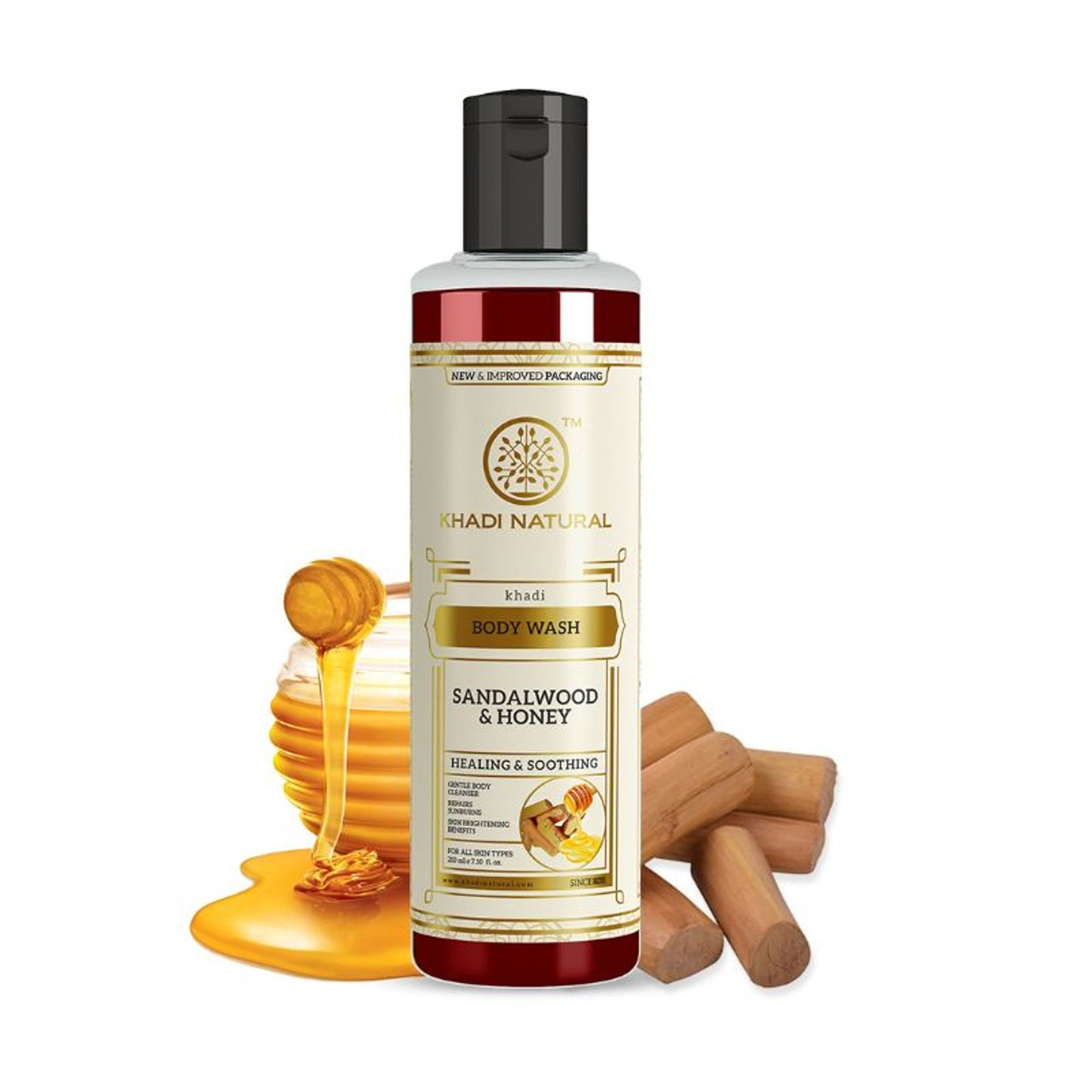 Khadi Natural Sandalwood & Honey Body Wash Removes Dirt, Oil & Grime