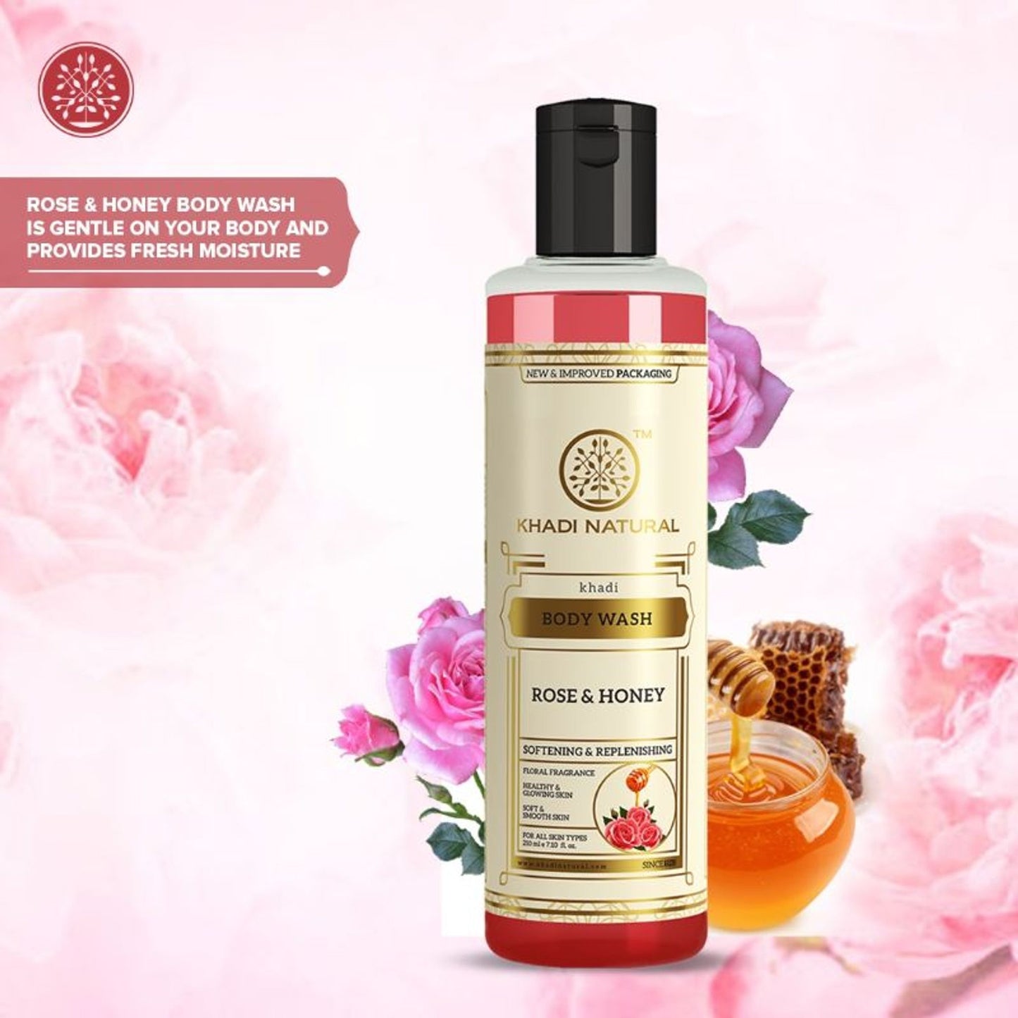 Khadi Natural Rose & Honey Body Wash Soft, Smooth & Hydrate Skin
