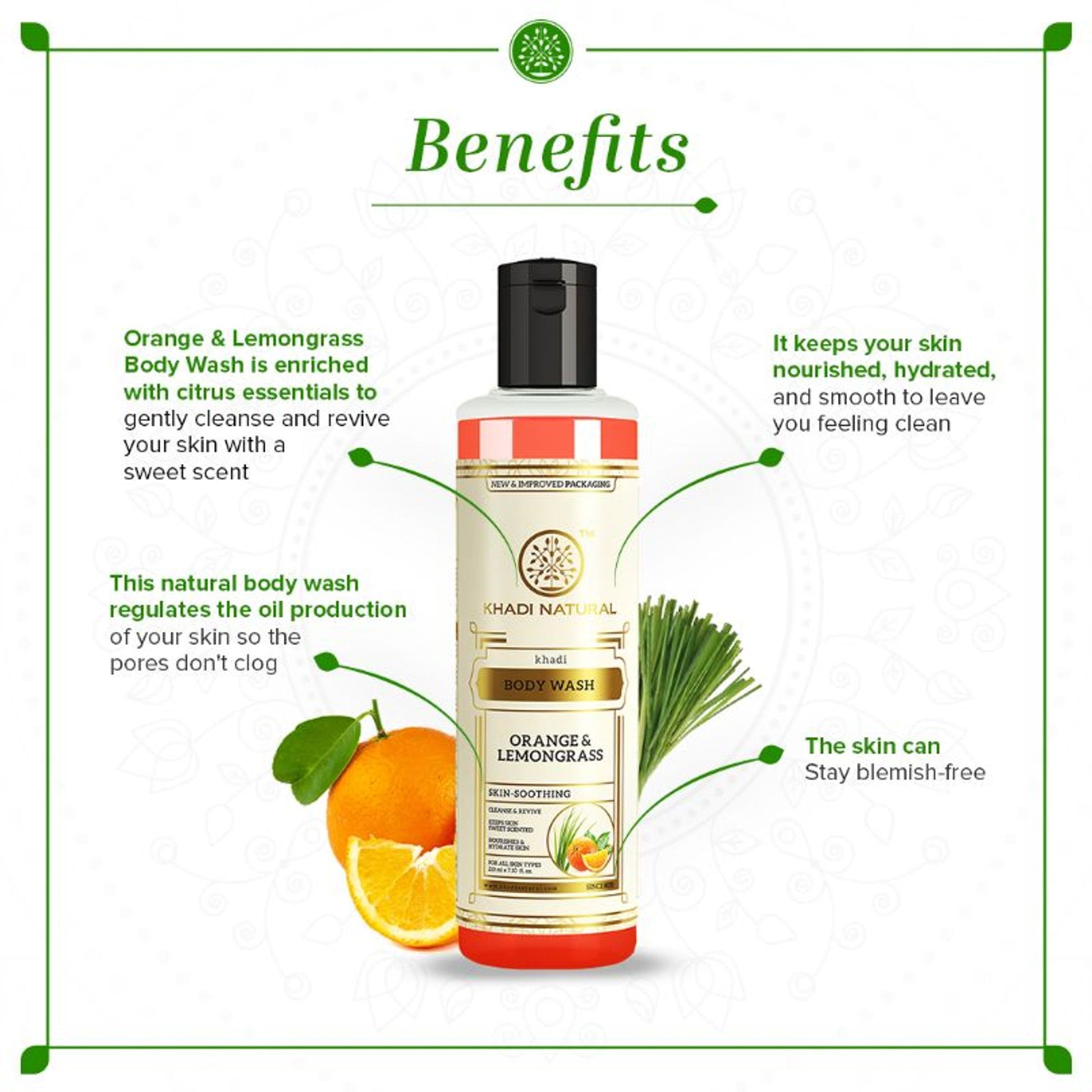 Khadi Natural Orange & Lemongrass Body Wash Nourish & Hydrate Skin