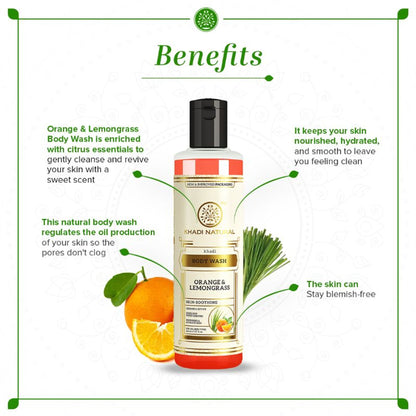 Khadi Natural Orange & Lemongrass Body Wash Nourish & Hydrate Skin