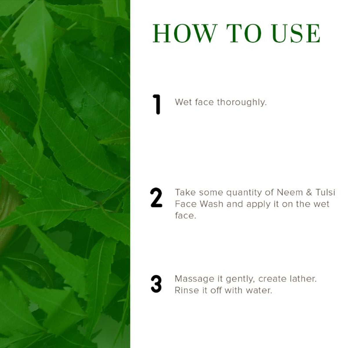 Khadi Natural Neem and Tulsi face wash bottle with label, designed for controlling excess oil and refreshing skin.
