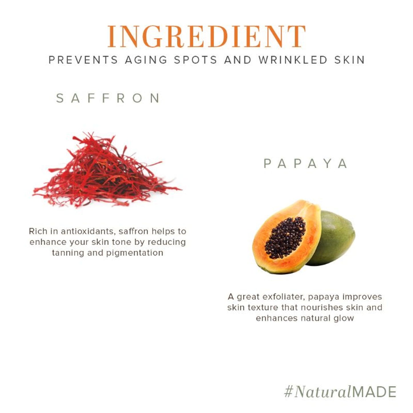 Khadi Natural Saffron Papaya Anti Wrinkle Cream Removes Finelines & Wrinkles