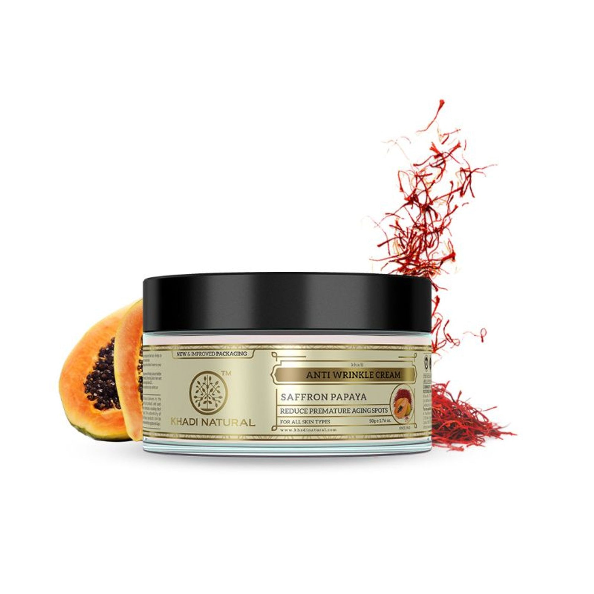 Khadi Natural Saffron Papaya Anti Wrinkle Cream Removes Finelines & Wrinkles