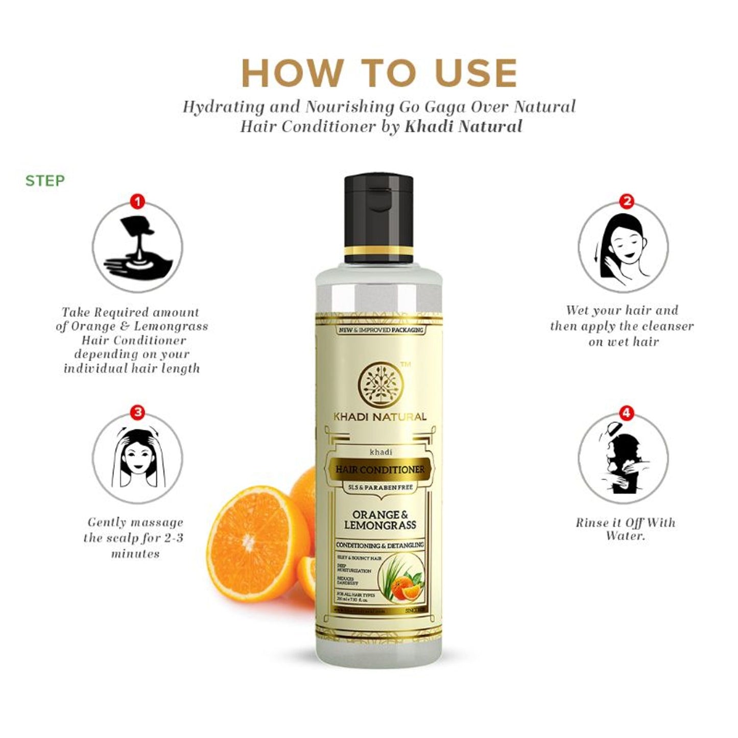 Khadi Natural Orange & Lemongrass Hair Conditioner SLS & Paraben Free