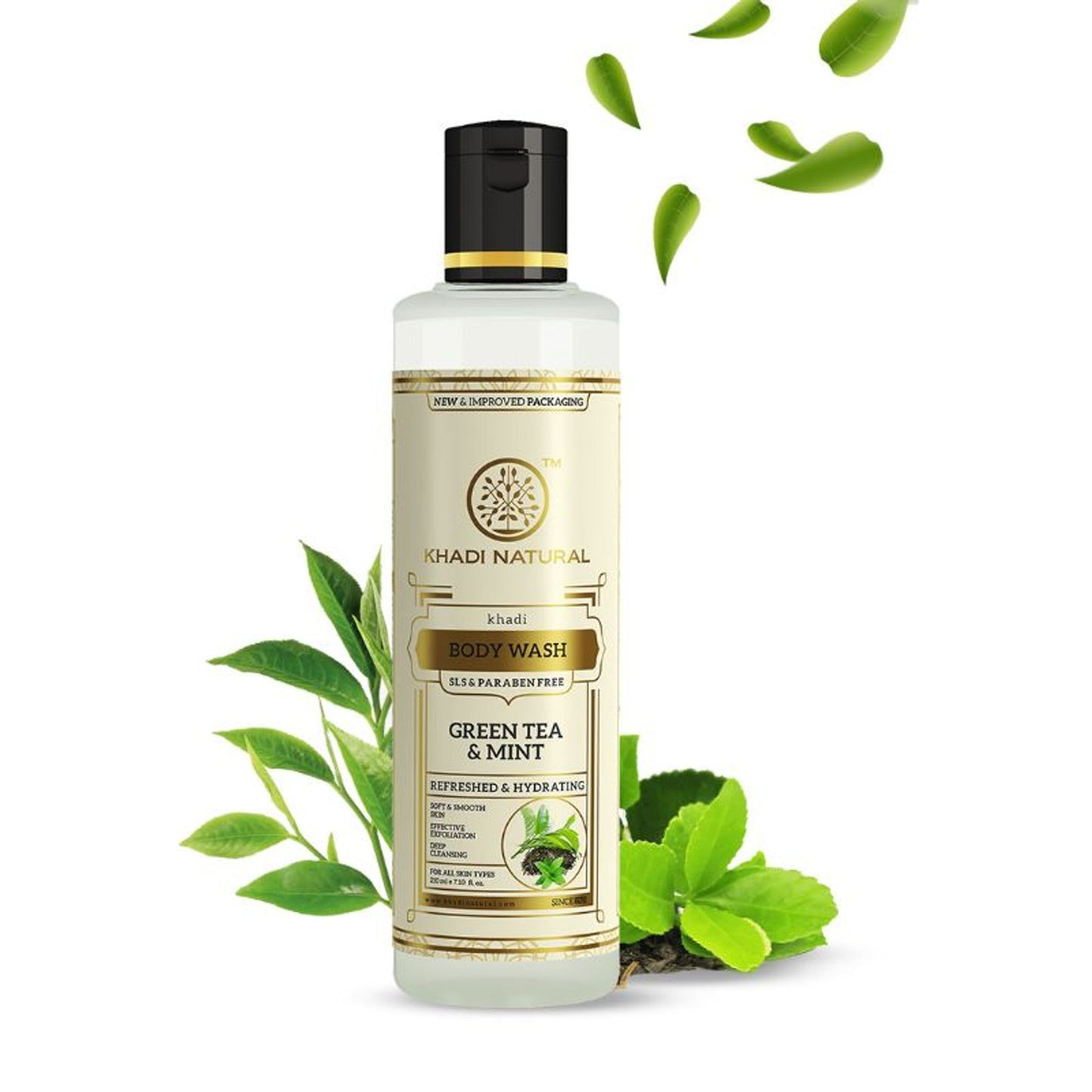 Khadi Natural Green Tea & Mint Body Wash Soft & Smooth Skin SLS & Paraben Free