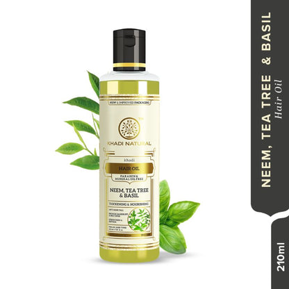 Khadi Natural Neem Teatree & Basil Hair Oil Anti Dandruff Paraben & Mineral Oil Free