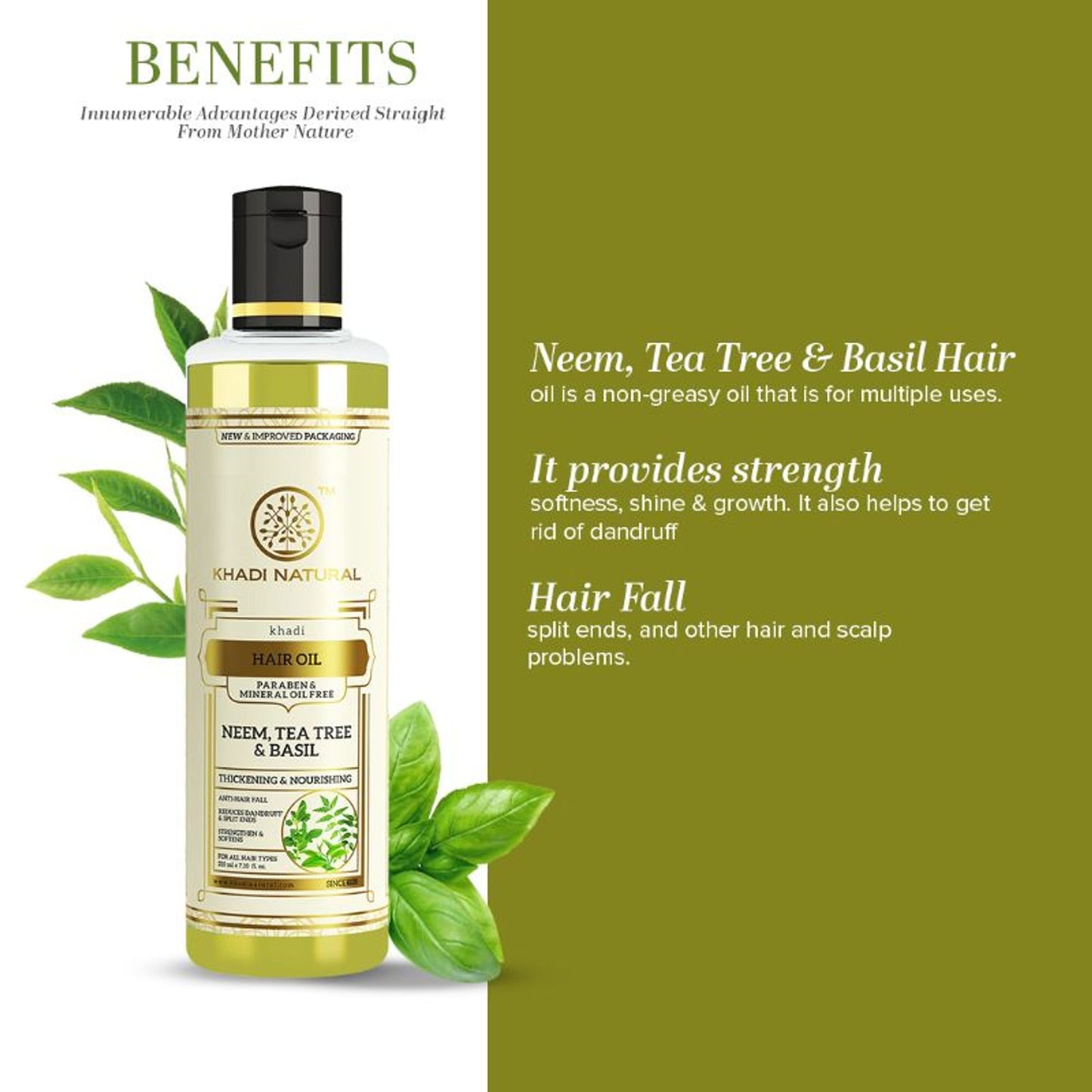 Khadi Natural Neem Teatree & Basil Hair Oil Anti Dandruff Paraben & Mineral Oil Free
