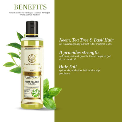 Khadi Natural Neem Teatree & Basil Hair Oil Anti Dandruff Paraben & Mineral Oil Free