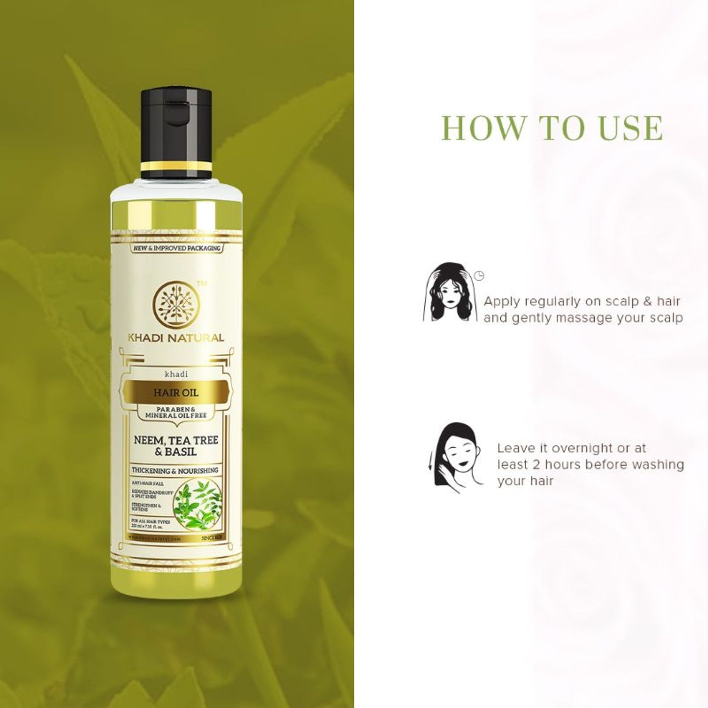 Khadi Natural Neem Teatree & Basil Hair Oil Anti Dandruff Paraben & Mineral Oil Free