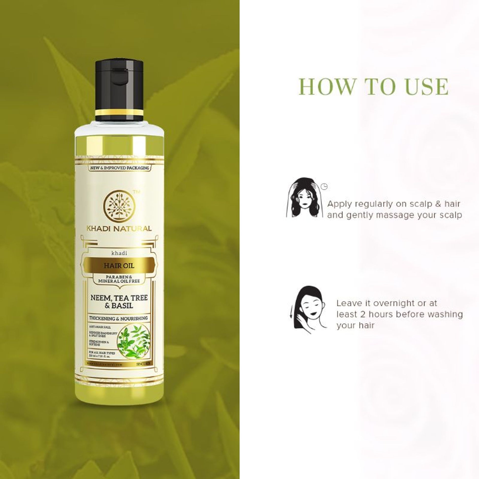 Khadi Natural Neem Teatree & Basil Hair Oil Anti Dandruff Paraben & Mineral Oil Free