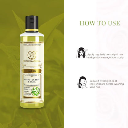 Khadi Natural Neem Teatree & Basil Hair Oil Anti Dandruff Paraben & Mineral Oil Free