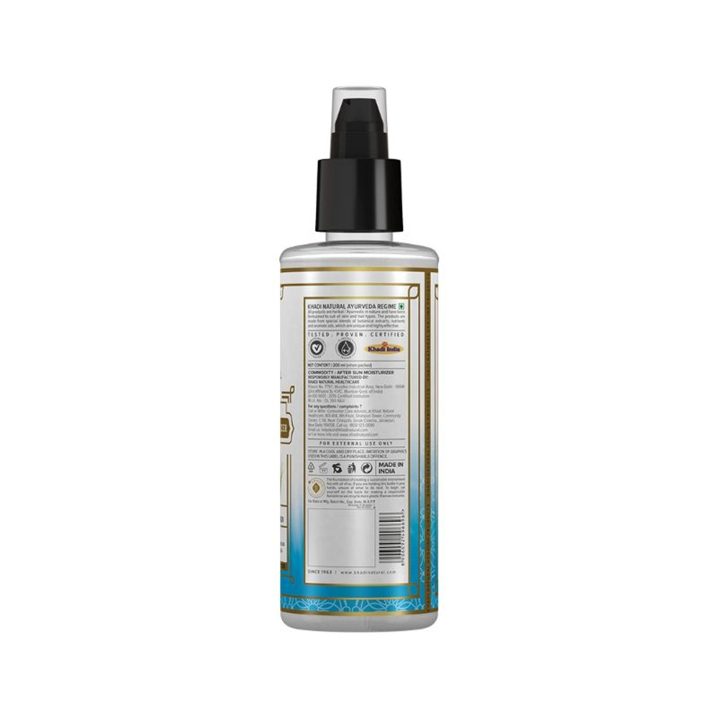 Khadi Natural After Sun Aloe Vera Moisturiser Protect UV Rays