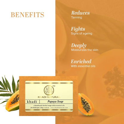 Khadi Natural Papaya Handmade Soap Reduce Wrinkles & Fine Lines