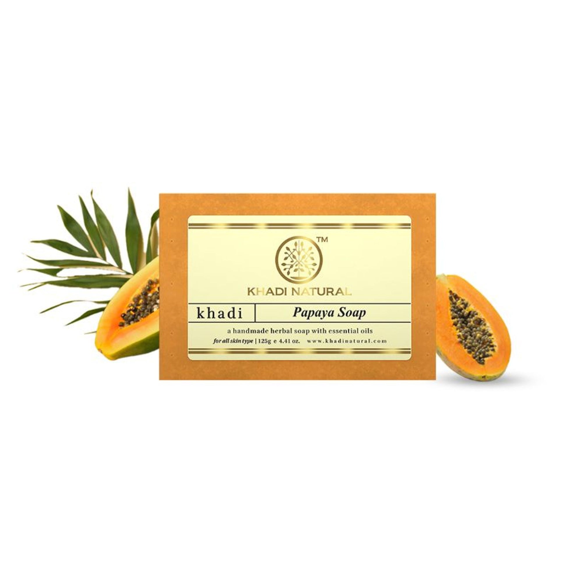 Khadi Natural Papaya Handmade Soap Reduce Wrinkles & Fine Lines