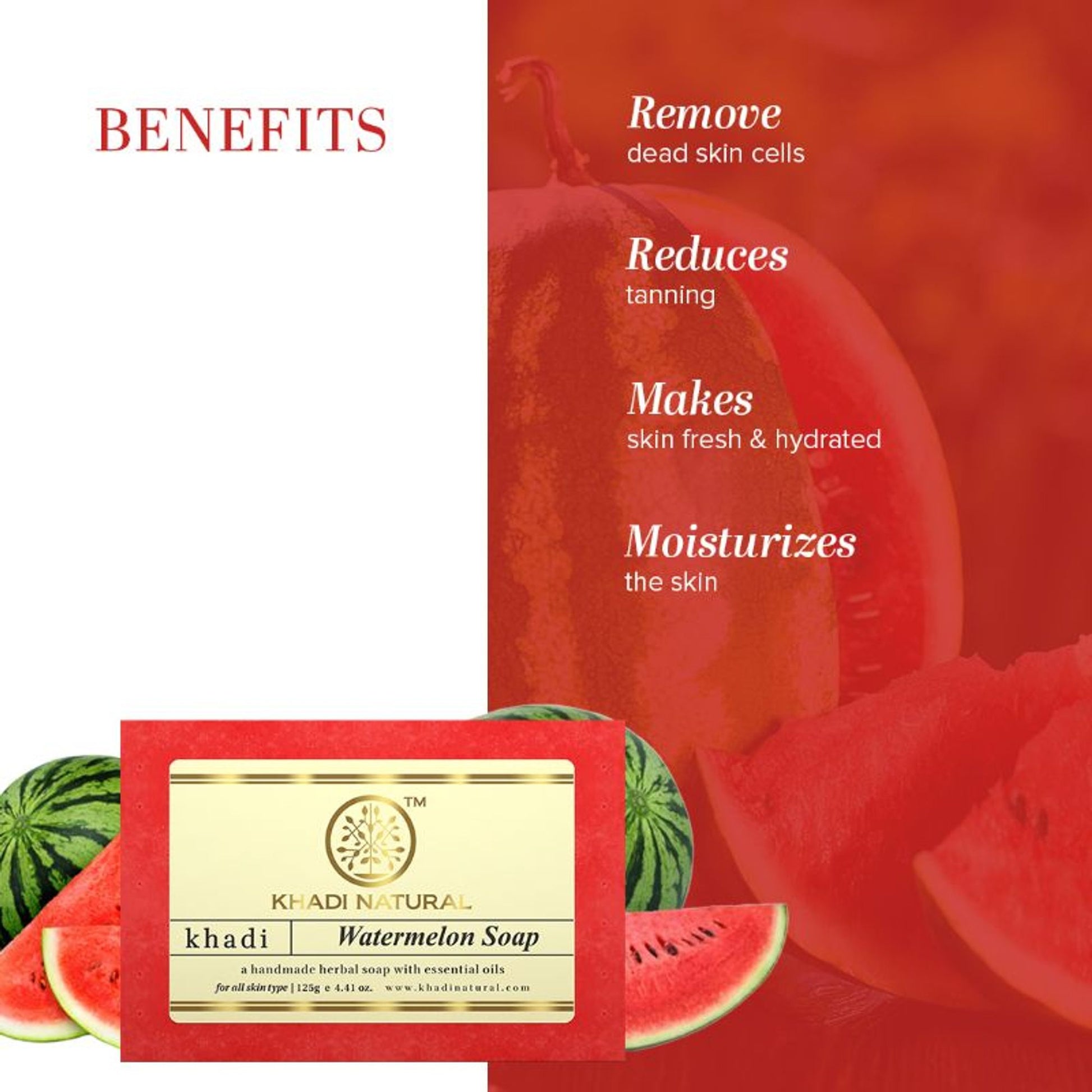 Khadi Natural Watermelon Handmade Soap Reduce tan & Dead Cells