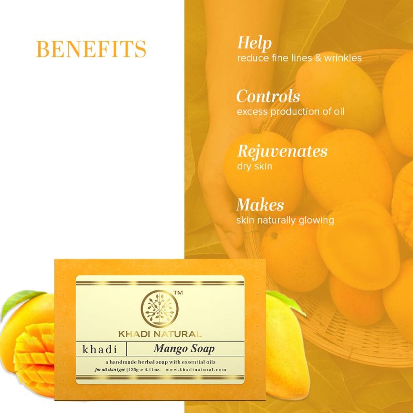 Khadi Natural Mango Handmade Soap Remove Dead Skin Cells