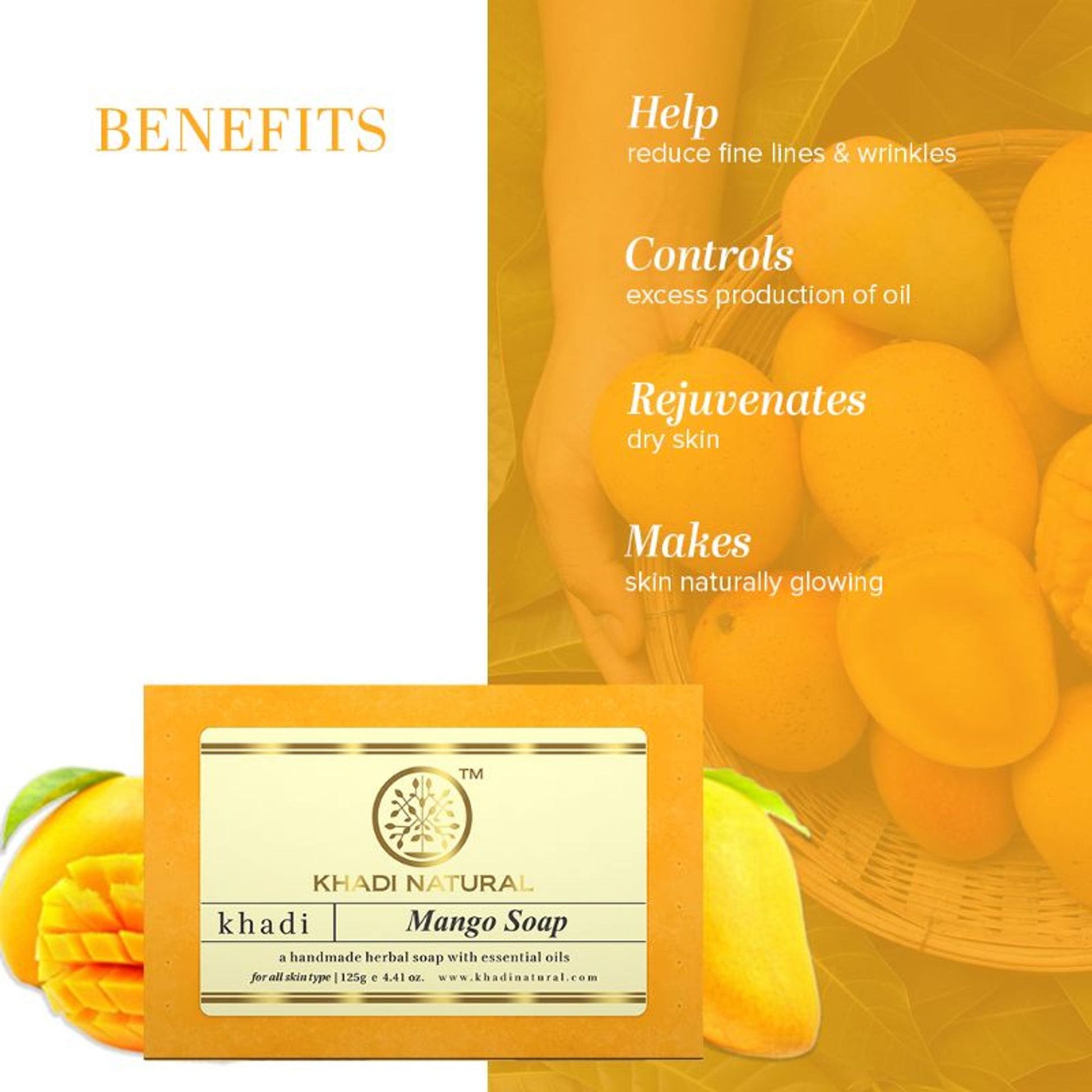 Khadi Natural Mango Handmade Soap Remove Dead Skin Cells