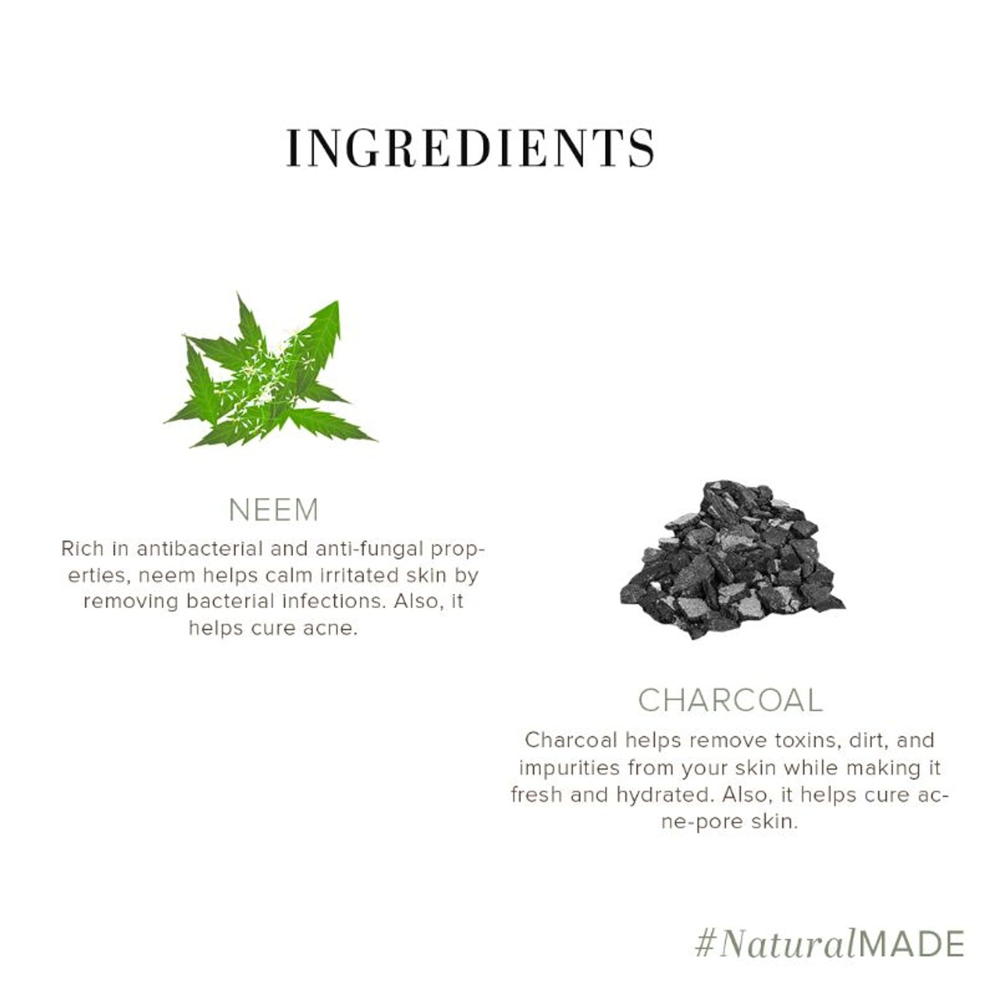 Khadi Natural Neem Charcoal Soap Reduces Acne & Blackheads