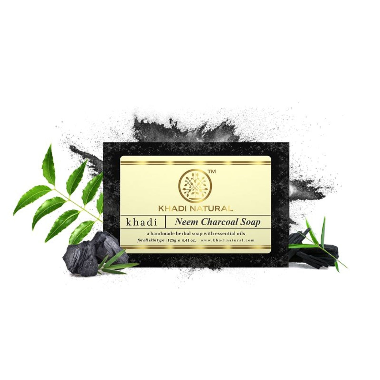 Khadi Natural Neem Charcoal Soap Reduces Acne & Blackheads