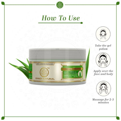 Khadi Natural Green Aloe Vera Facial Massage Gel Reduce Tan & Stress marks