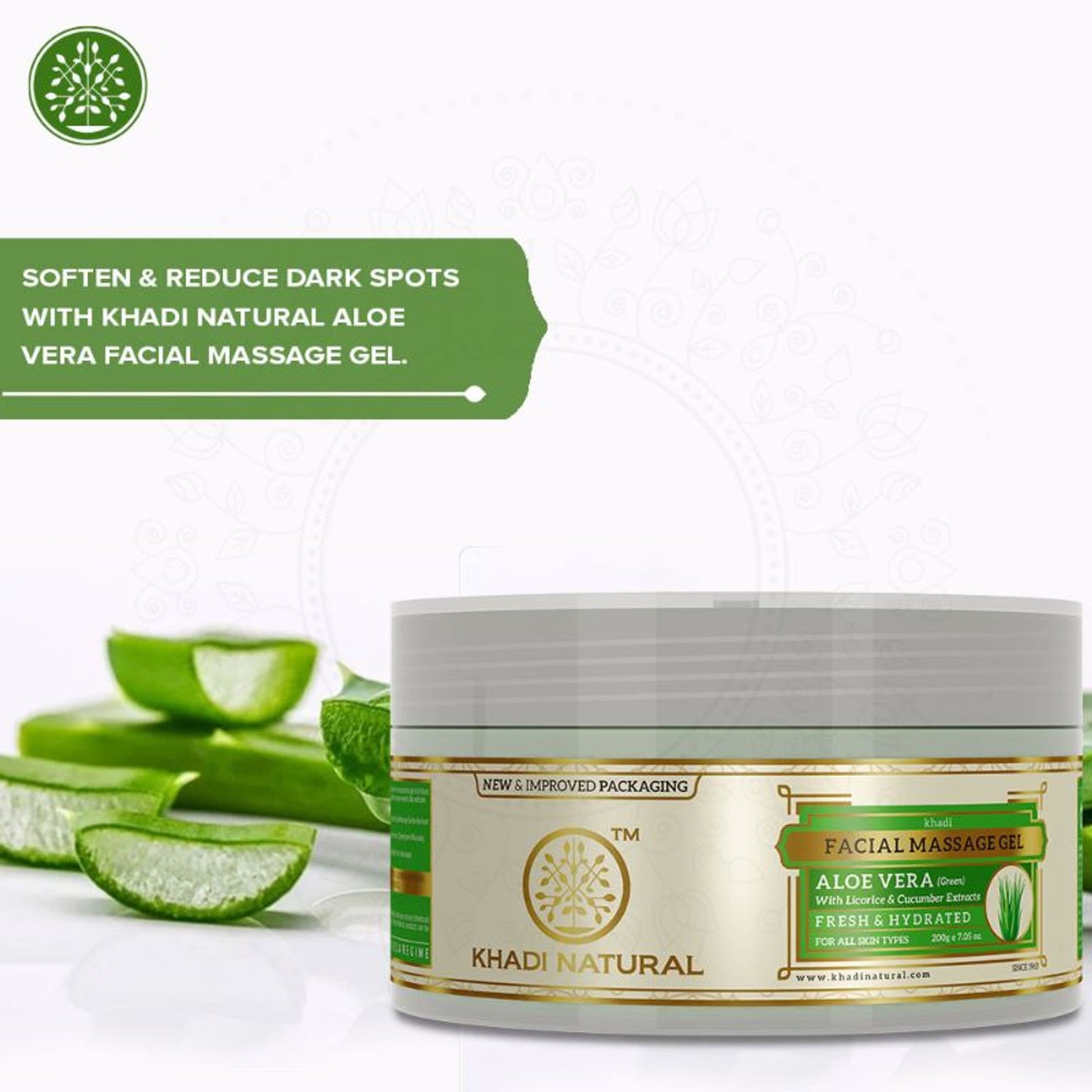Khadi Natural Green Aloe Vera Facial Massage Gel Reduce Tan & Stress marks