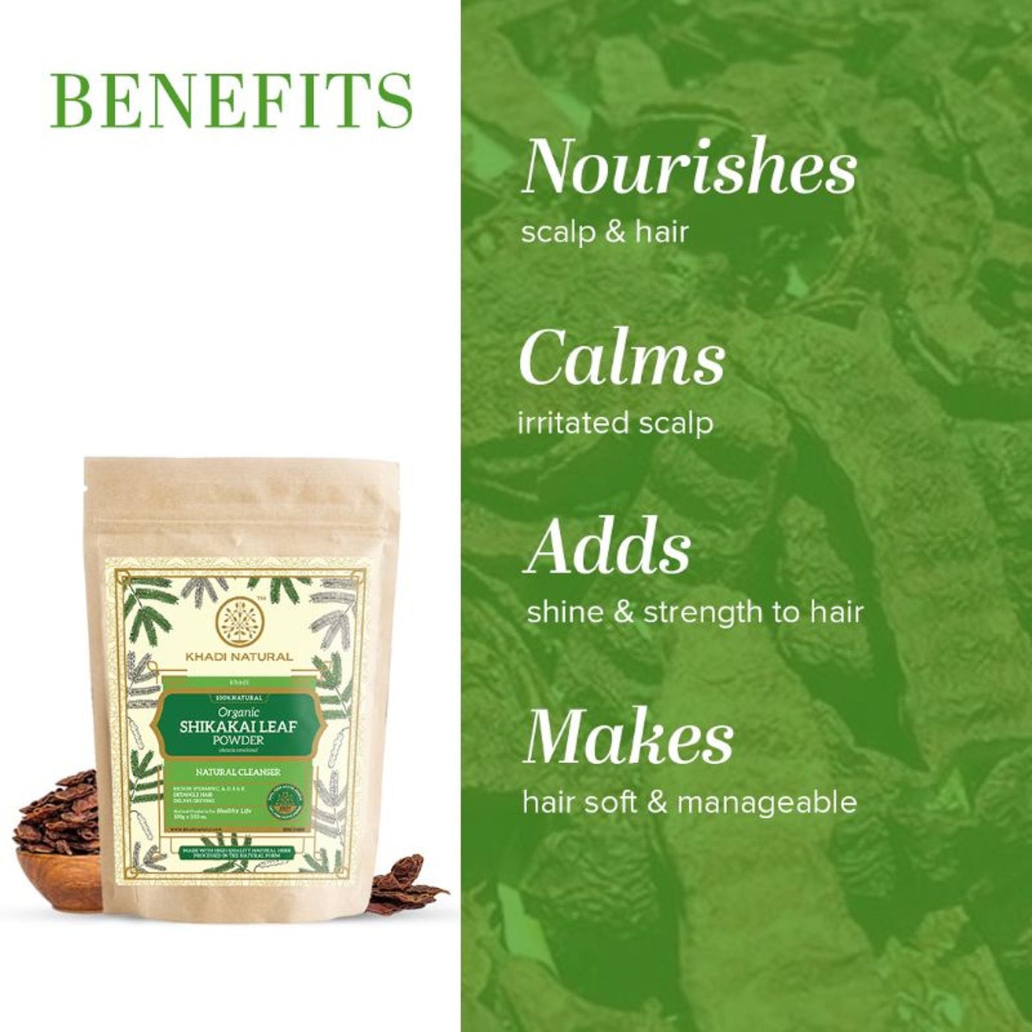 Khadi Natural Shikakai Leaf Organic Powder Anti- Dandruff & Cleanser