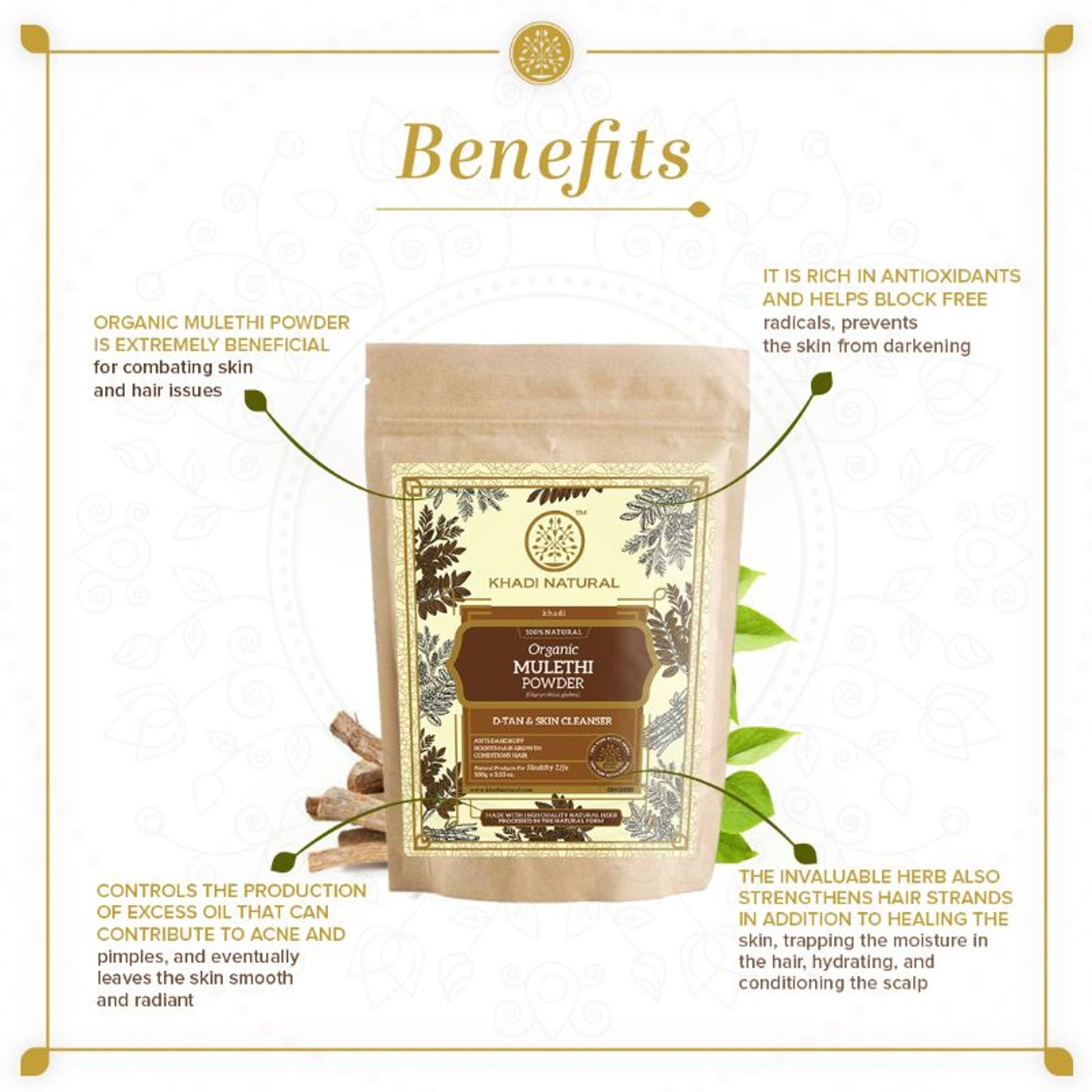 Khadi Natural Mulethi Organic Powder Anti-Dandruff