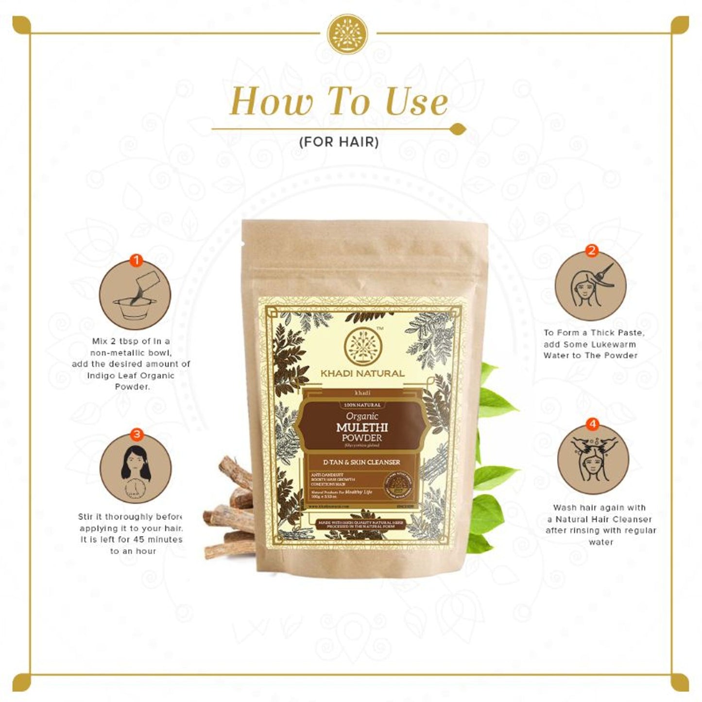 Khadi Natural Mulethi Organic Powder Anti-Dandruff