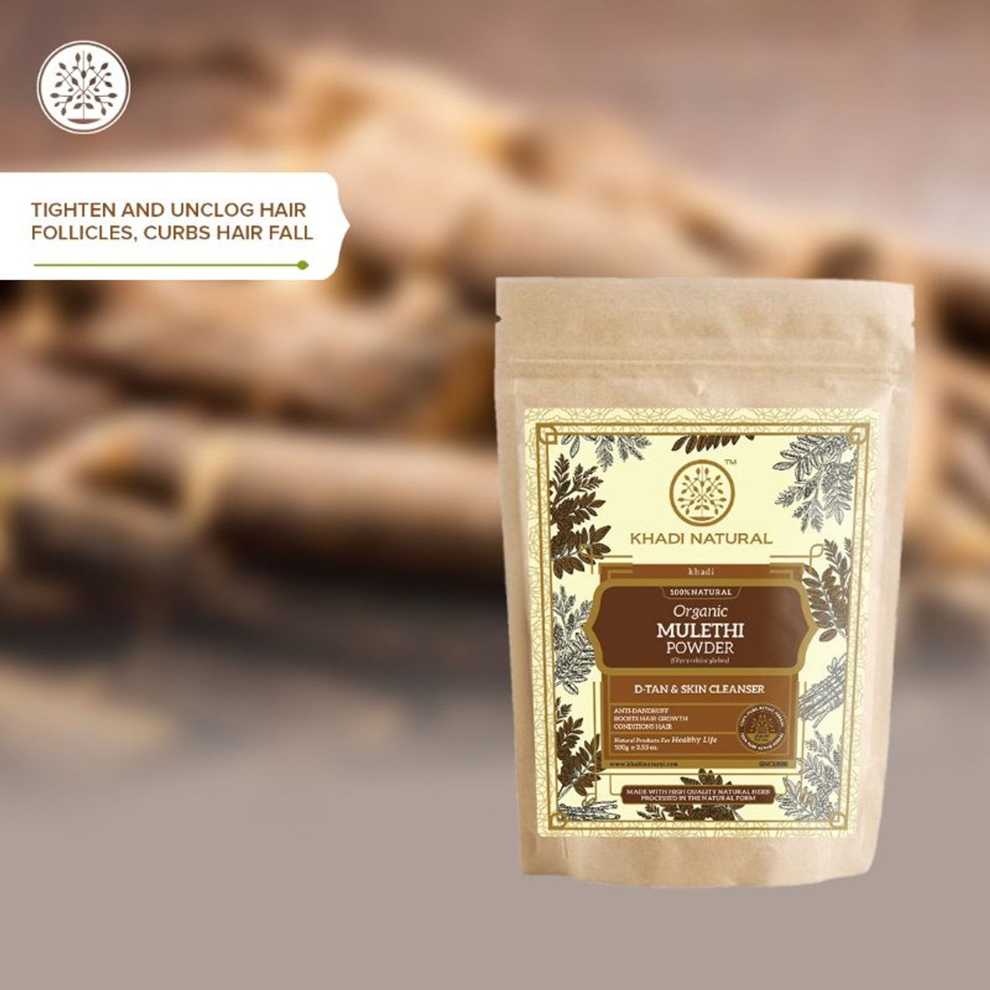 Khadi Natural Mulethi Organic Powder Anti-Dandruff